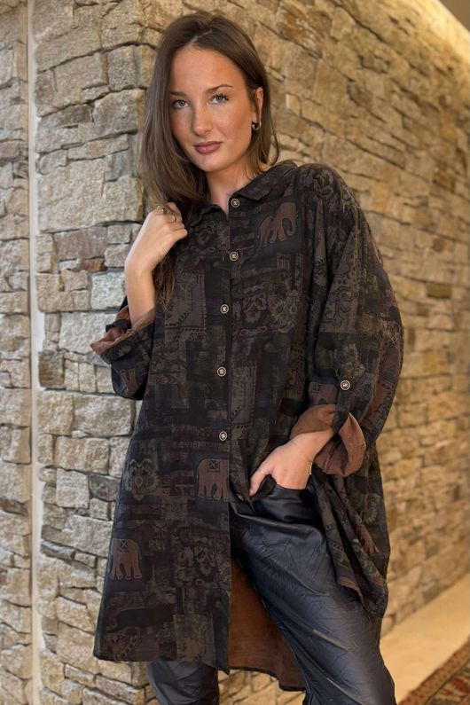 Shangri-La Longline Pocketed Shirt Jacket 2 /30 =